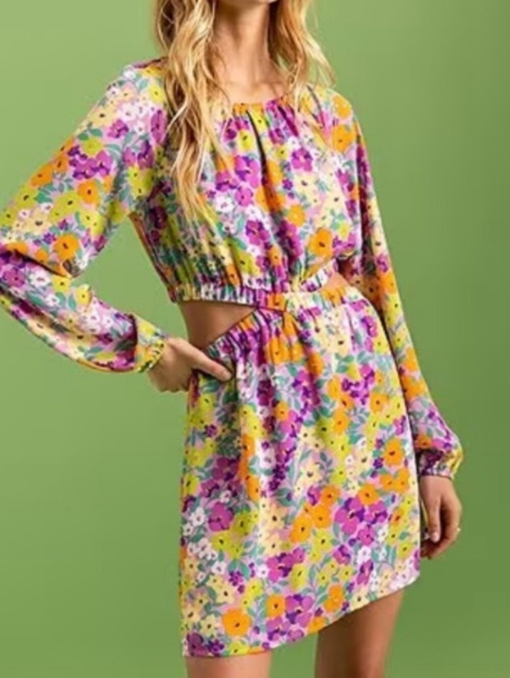 SANTUARY | Floral Long-Sleeve Cutout Dress